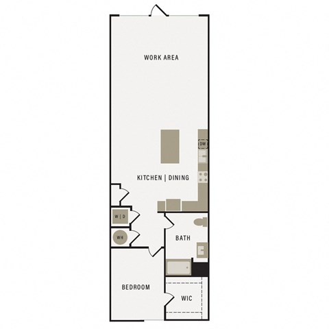 Floor plan for 1 bed, 1 bath, 1606 sqft